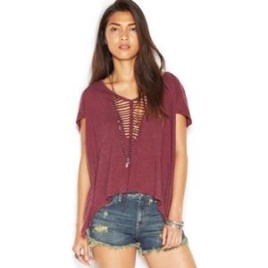 Free people too cool cut front tee